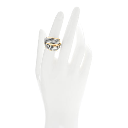 David Yurman Sterling Silver 18K Yellow Gold Origami Crossover Ring 53 6.5 2 of 4