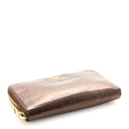 Prada Vitello Shine Zip Around Wallet Brown 4 of 8