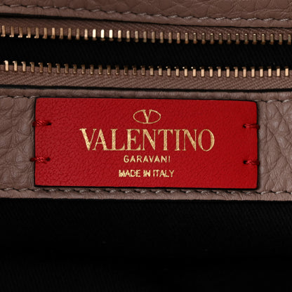 Valentino Garavani Pebbled Calfskin Small Rockstud Flip Lock Hobo Poudre 6 of 10