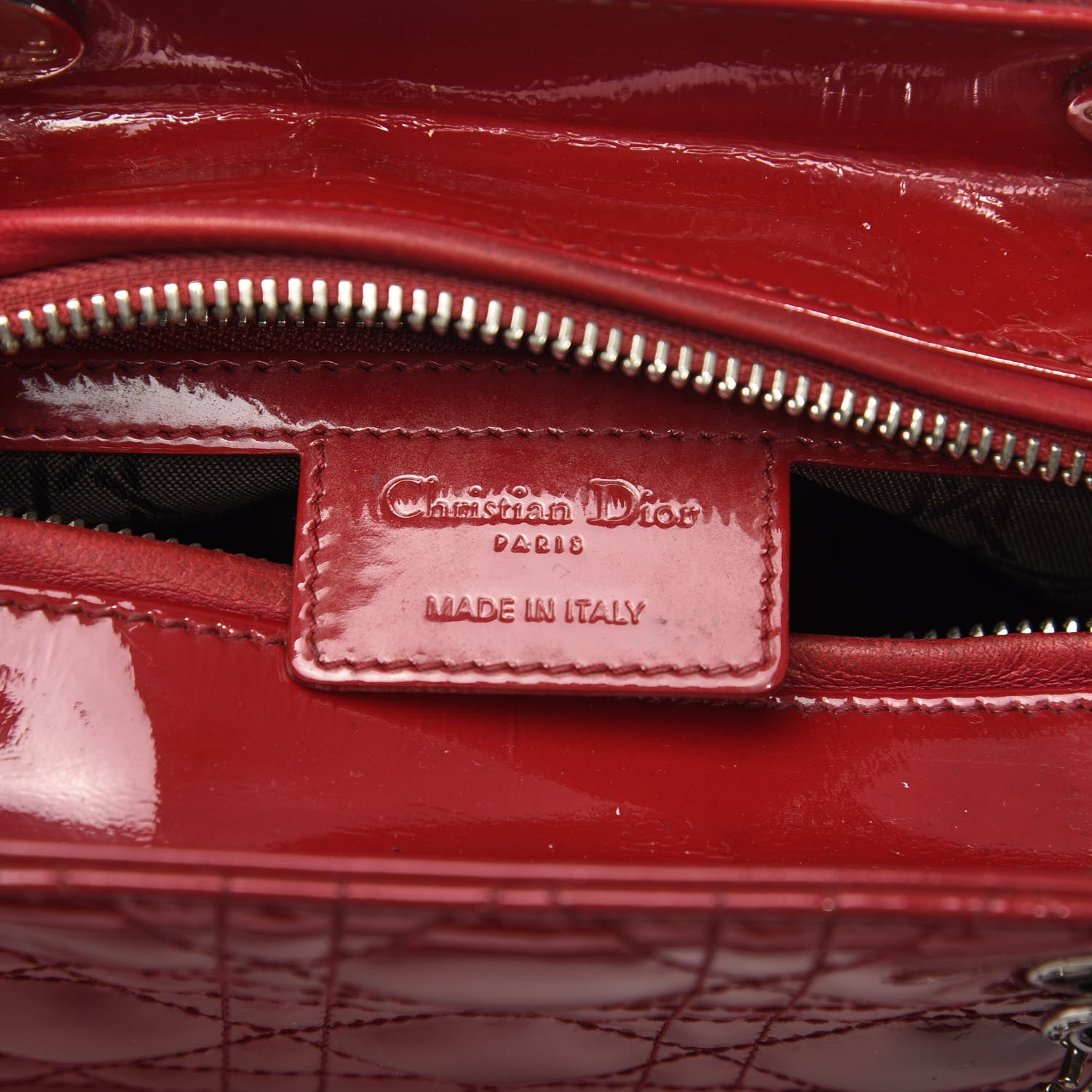 Christian Dior Patent Cannage Medium Lady Dior Red 6 of 12