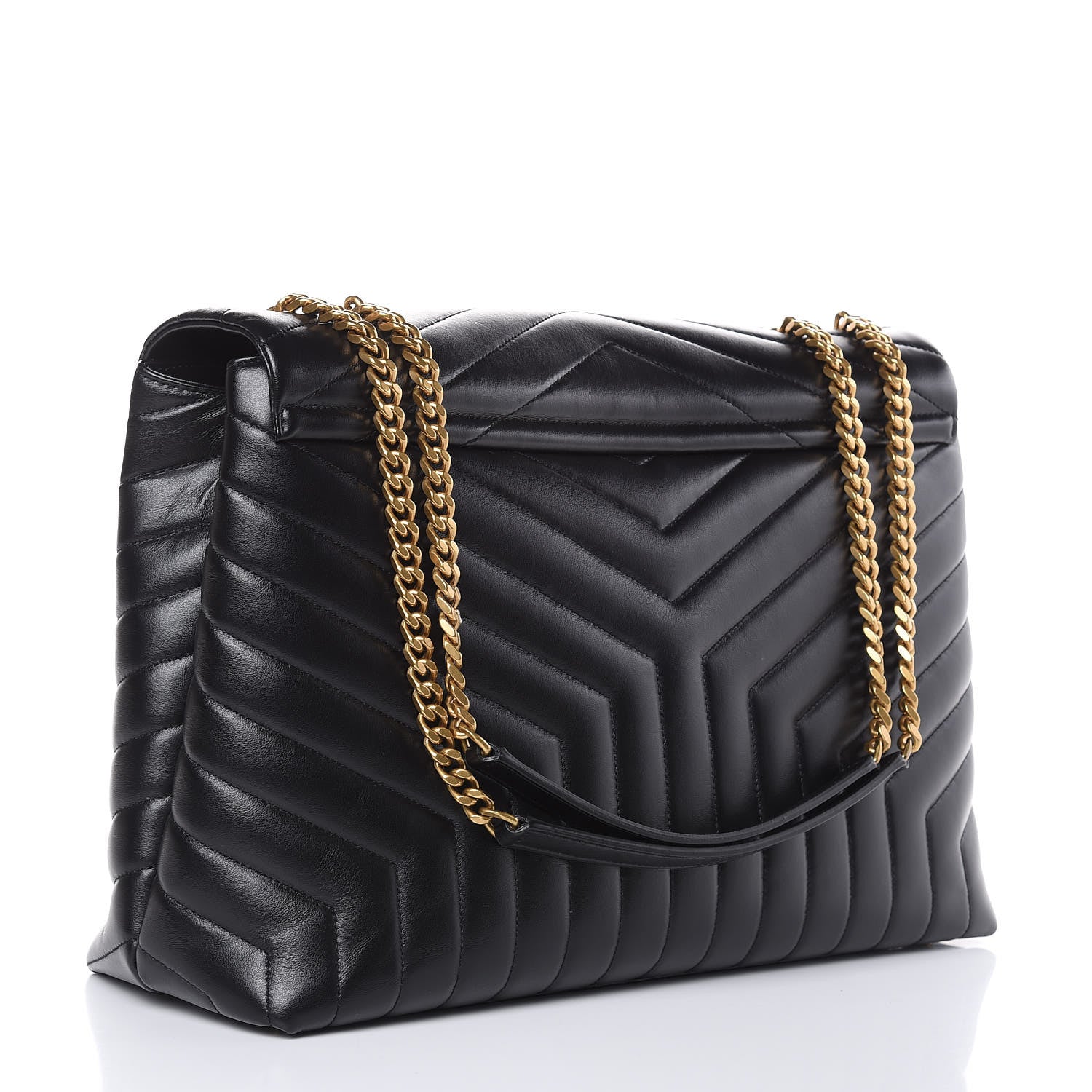 Saint Laurent Calfskin Y Quilted Monogram Large Loulou Chain Satchel Black 3 of 11