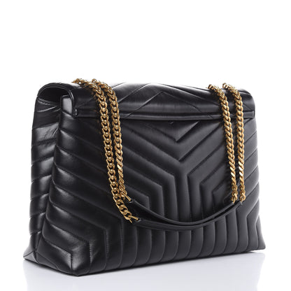 Saint Laurent Calfskin Y Quilted Monogram Large Loulou Chain Satchel Black 3 of 11