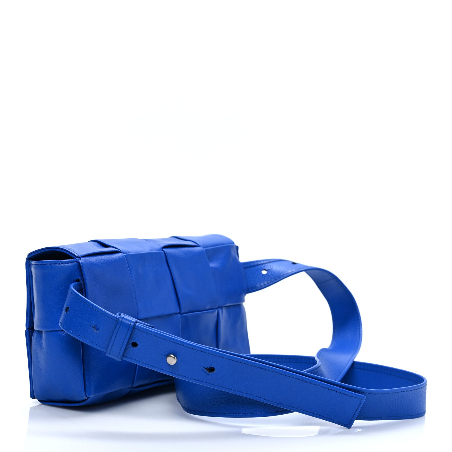 Bottega Veneta Paper Calfskin Intrecciato Cassette Belt Bag Blue 2 of 8