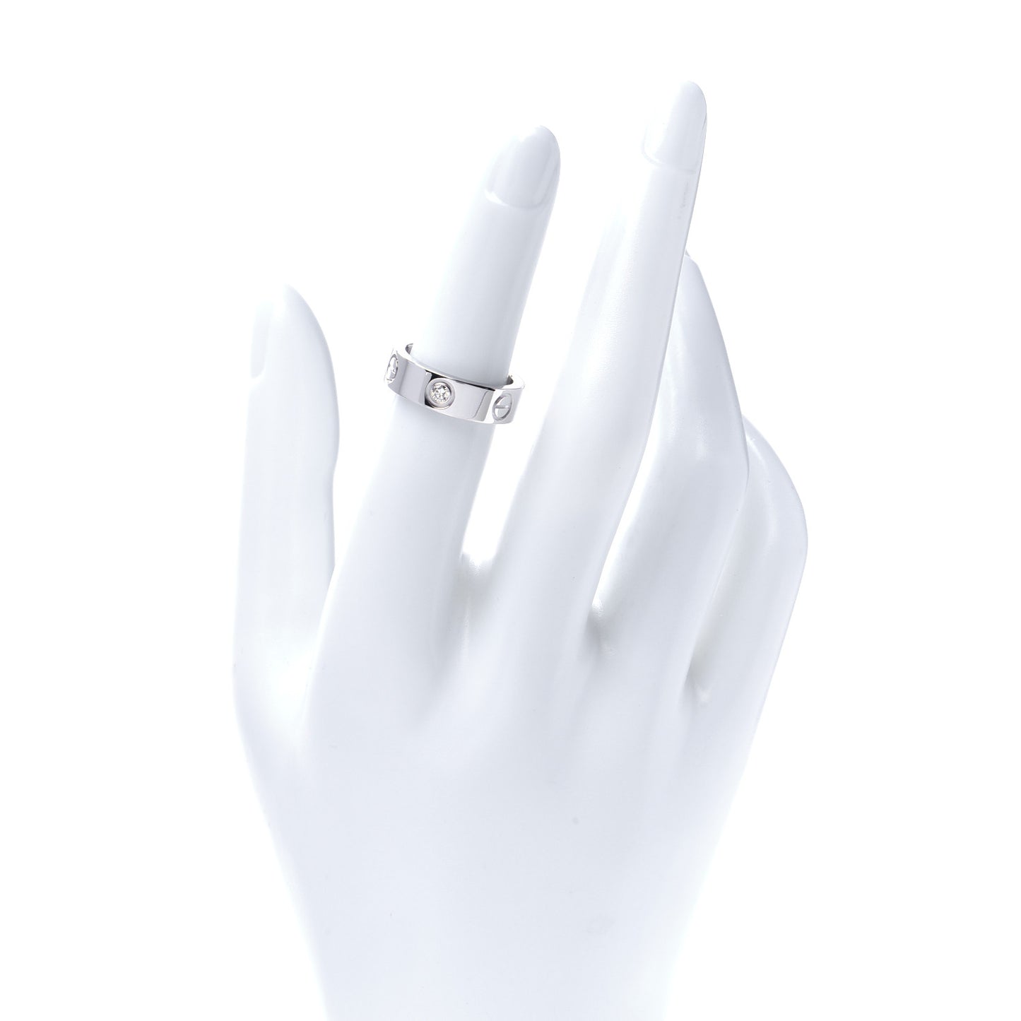 18K White Gold 3 Diamond 5.5mm LOVE Ring 50 5.25