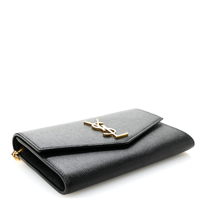 Saint Laurent Grain de Poudre Uptown Chain Wallet Black 5 of 11
