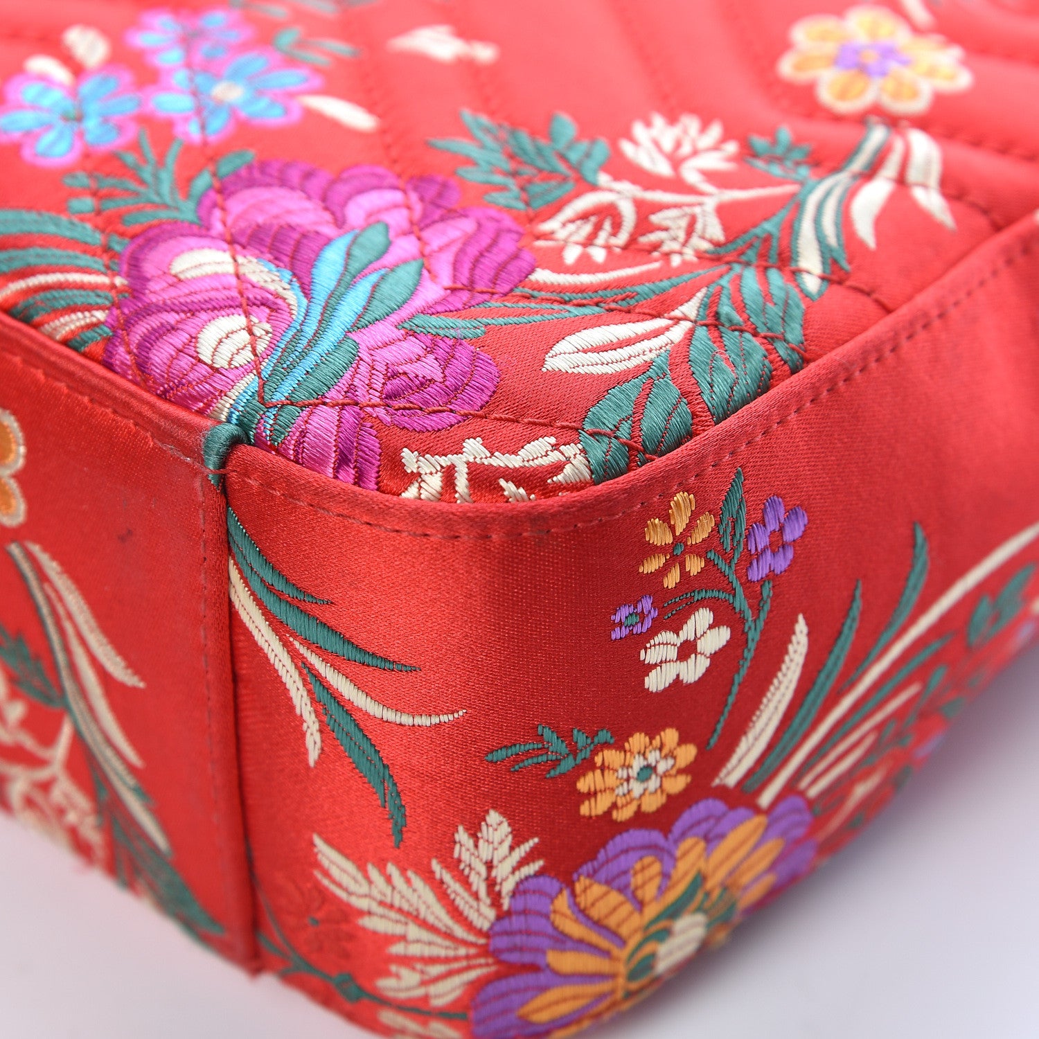Gucci Jacquard Matelasse Floral Medium GG Marmont Shoulder Bag Red 15 of 17
