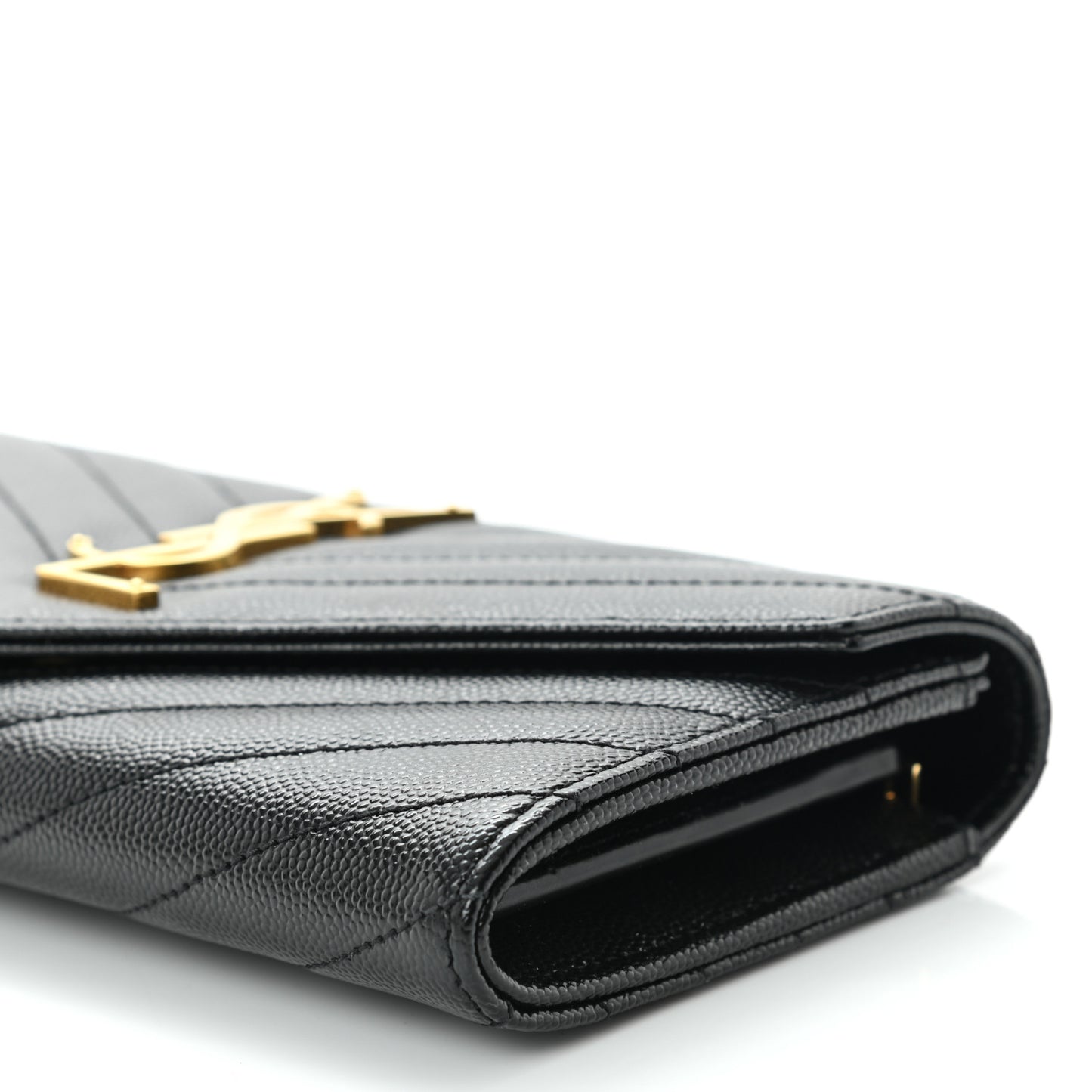 Grain De Poudre Matelasse Chevron Monogram Flap Wallet Black