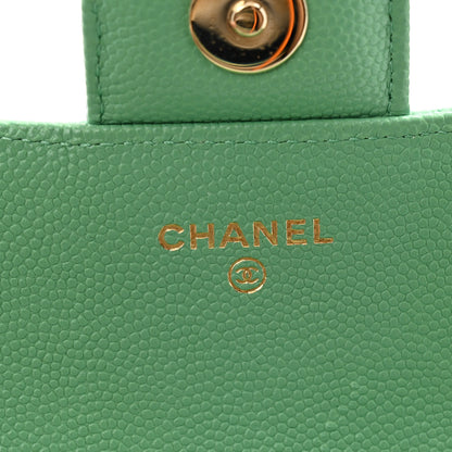Chanel Caviar Quilted Glasses Case With Chain Green 6 of 14