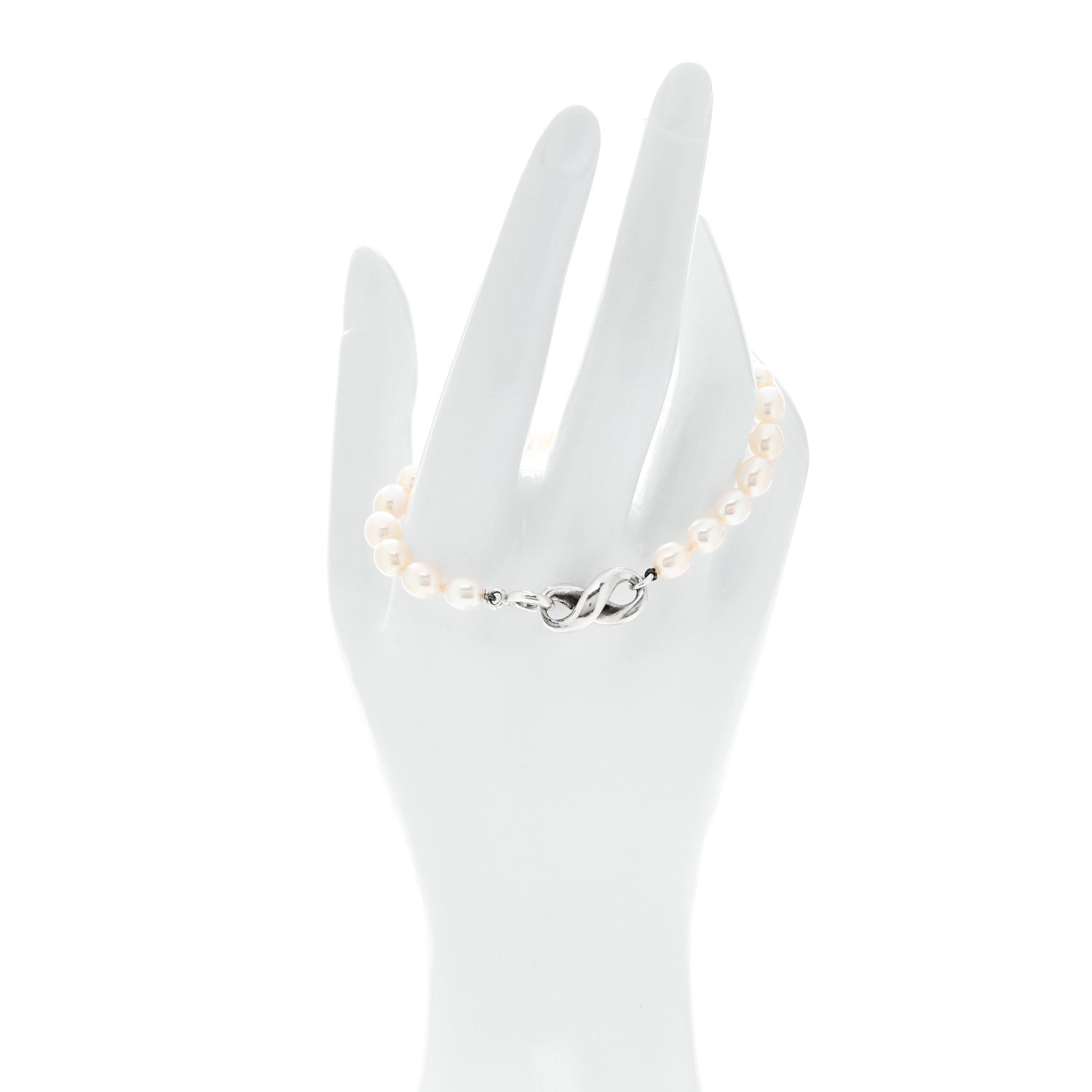 Tiffany Sterling Silver Cultured Pearl Figure 8 Bracelet 2 of 4
