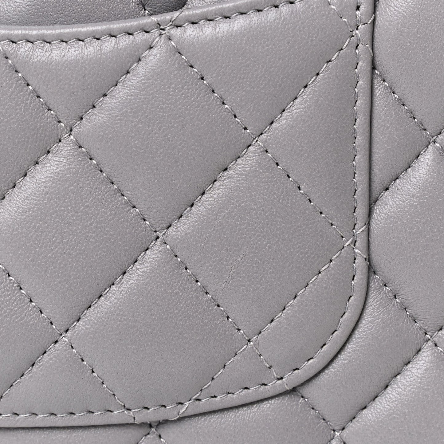 Lambskin Quilted Mini Rectangular Flap Grey