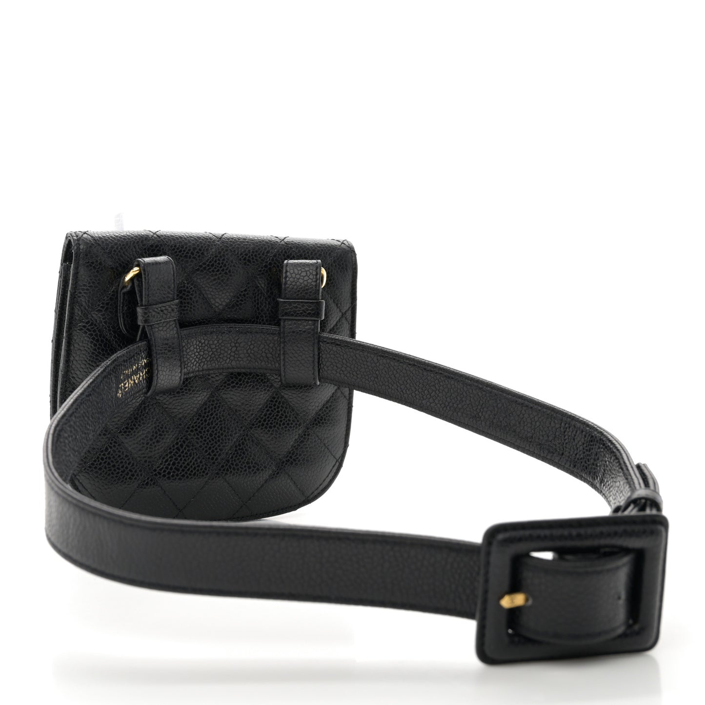 Caviar Quilted Flap Waist Belt Bag 75 30 Black