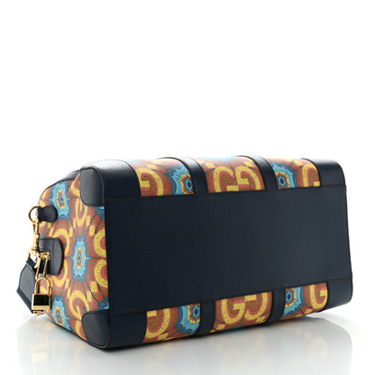 Gucci GG Supreme Kaleidoscope Calfskin Script Logo Gucci 100 Carry-On Duffle Bag Blue Orange Multicolor Blue Agata 3 of 8