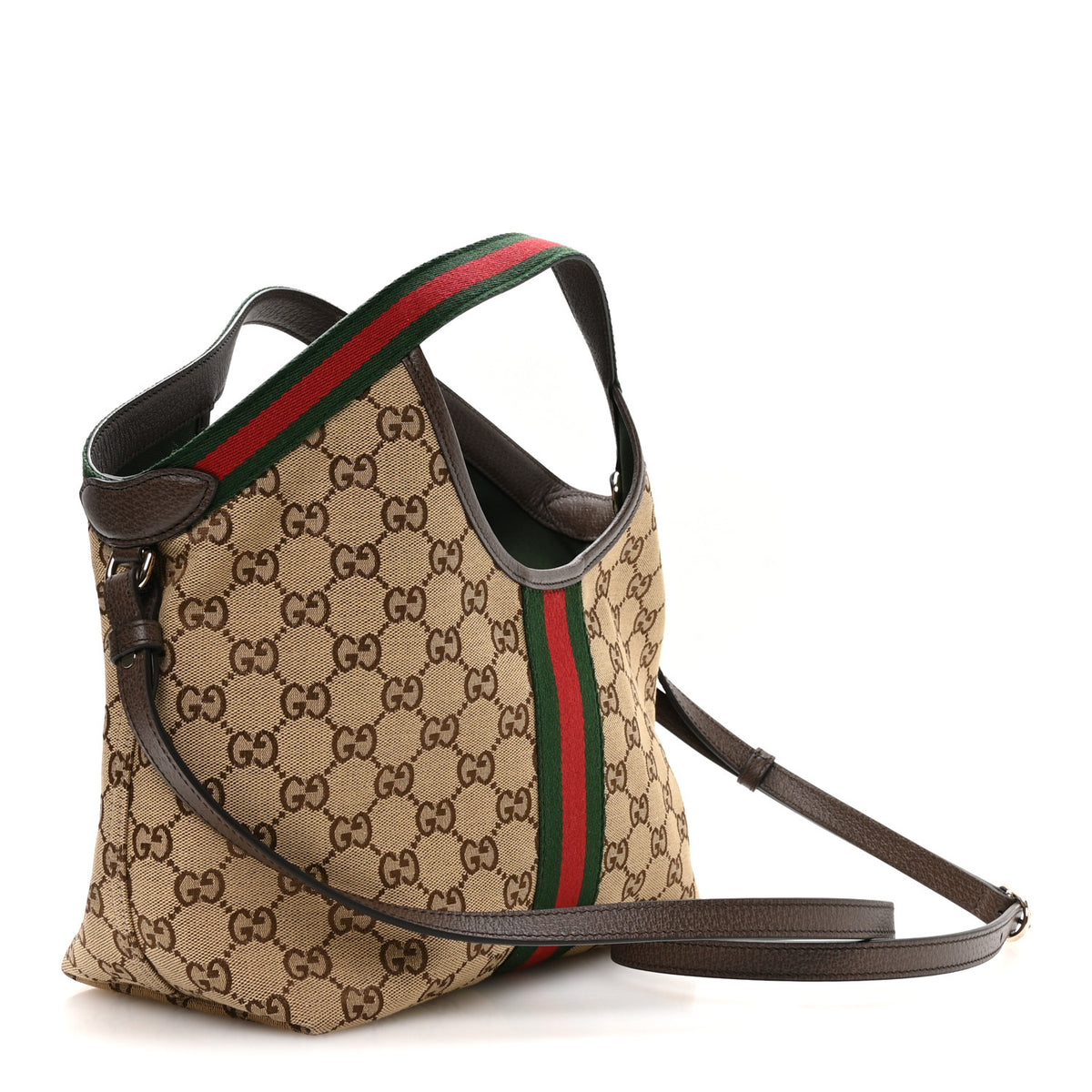 Monogram Web Small Giglio Tote Beige Dark Brown