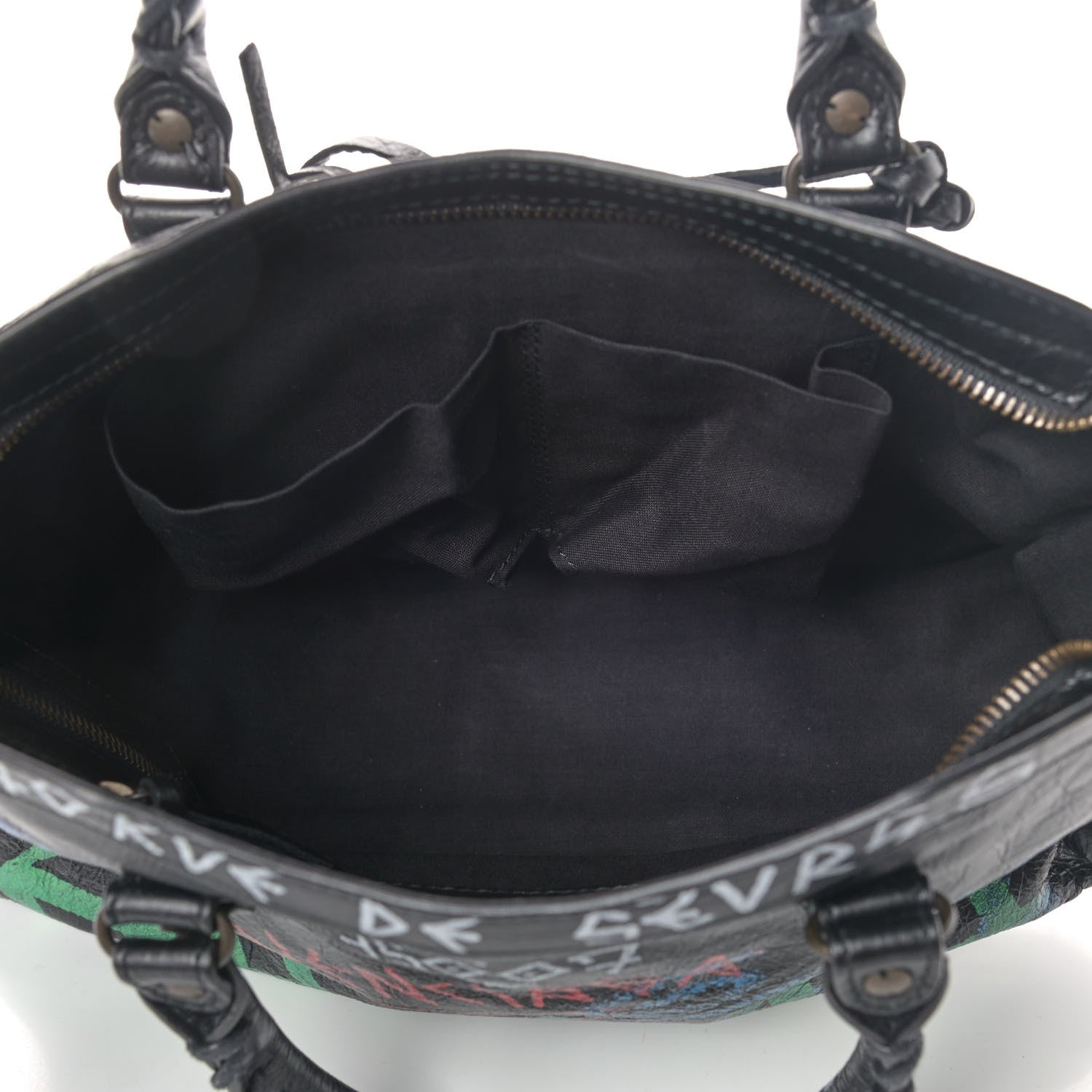 Balenciaga Agneau Graffiti All Over Classic Hardware S City Black Vert Rouge 4 of 4