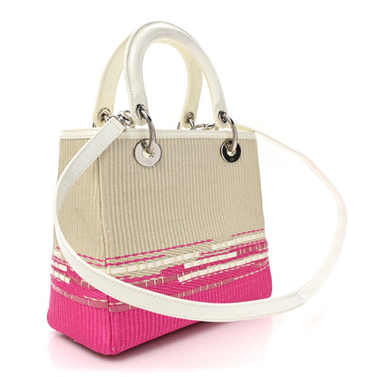 Christian Dior Raffia Medium Lady Dior Pink 3 of 14