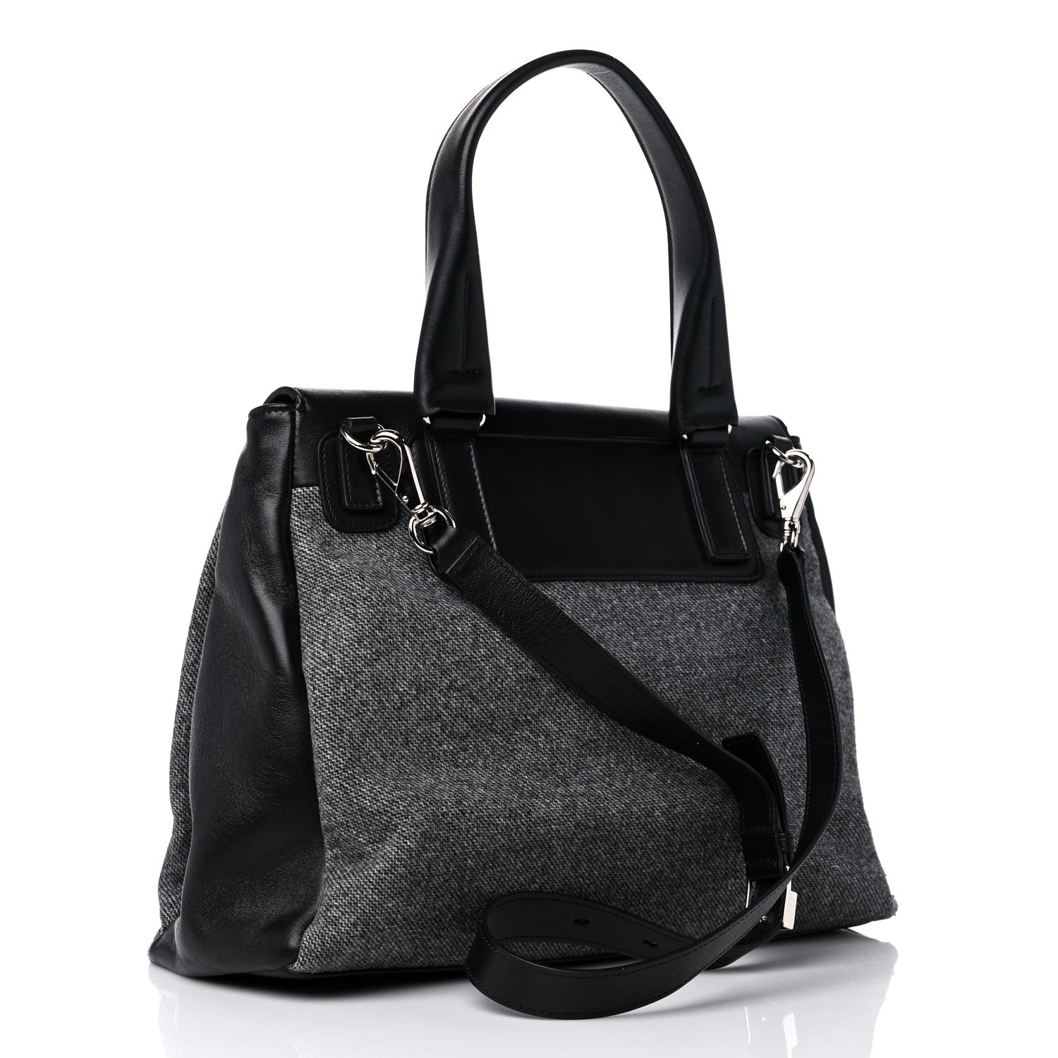 Givenchy Tweed Wool Calfskin Medium Pandora Pure Flap Bag Dark Grey Black 2 of 13