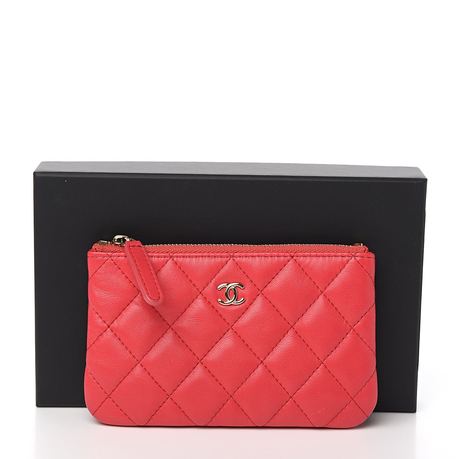 Chanel Lambskin Quilted Small Cosmetic Case Dark Pink 7 of 7