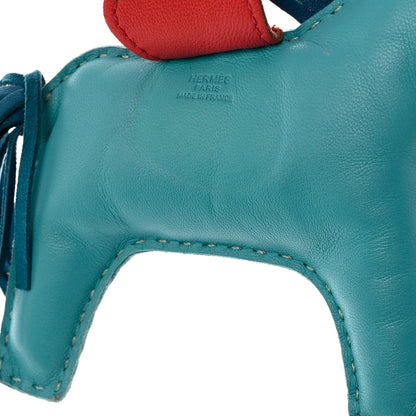 Hermes Milo Lambskin Grigri Rodeo Horse Bag Charm MM Lagon Bleu Izmir Bougainvillea 5 of 5