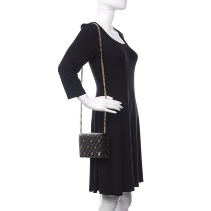 Gucci Calfskin Diagonal GG Mini Chain Wallet Black Gold 2 of 9