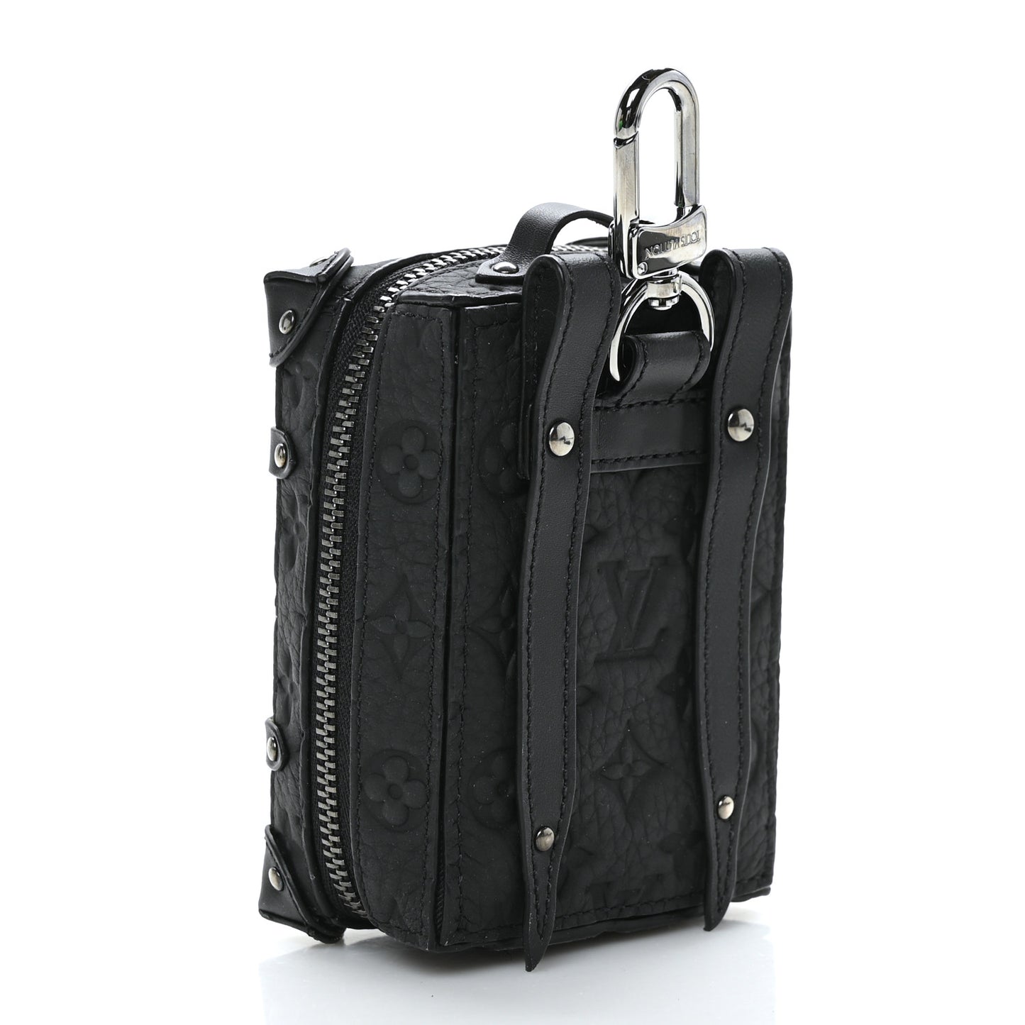 Monogram Taurillon Soft Trunk Backpack Pouch Bag Charm Key Ring Black