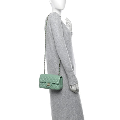 Chanel Lambskin Quilted Mini Rectangular Flap Light Green 2 of 10
