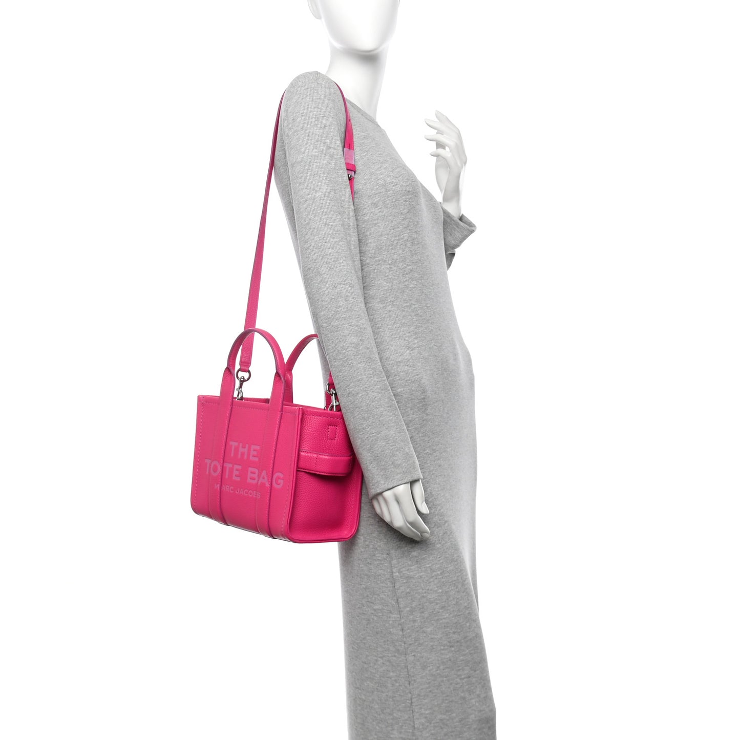 Grained Calfskin Small The Tote Bag Hot Pink