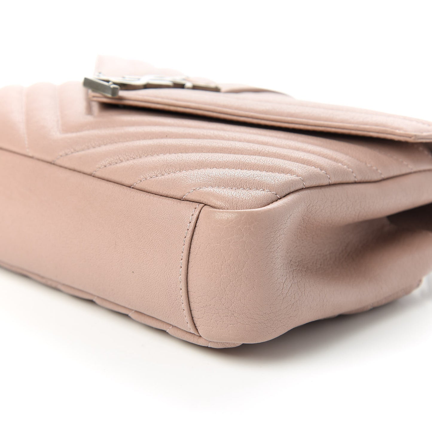 Sheepskin Matelasse Chevron Monogram Medium College Bag Rose Poudre