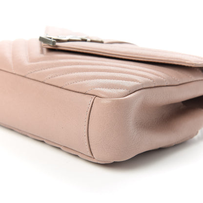 Saint Laurent Sheepskin Matelasse Chevron Monogram Medium College Bag Rose Poudre 7 of 10