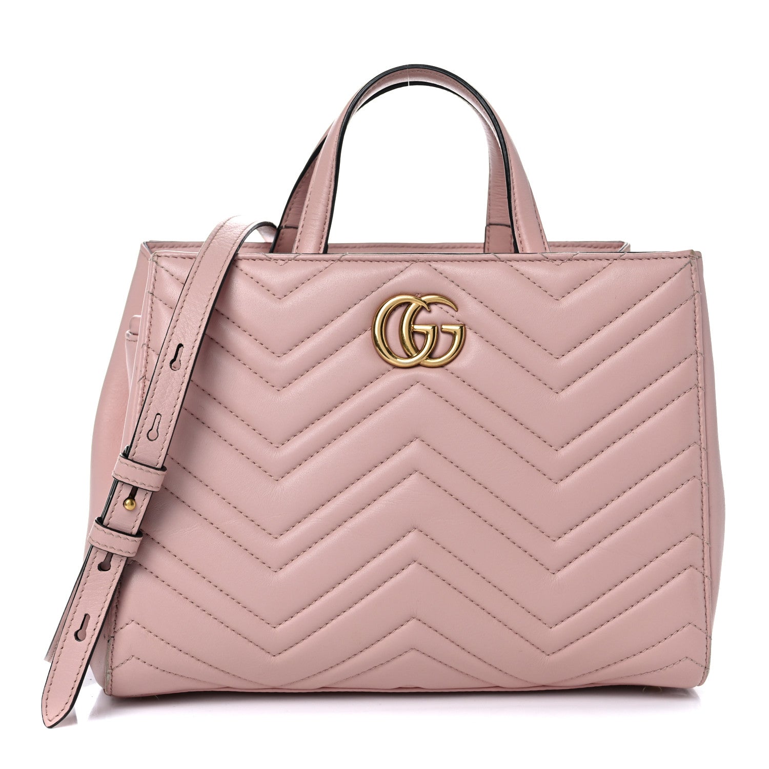 Gucci Calfskin Matelasse Small GG Marmont Tote Perfect Pink 1 of 16