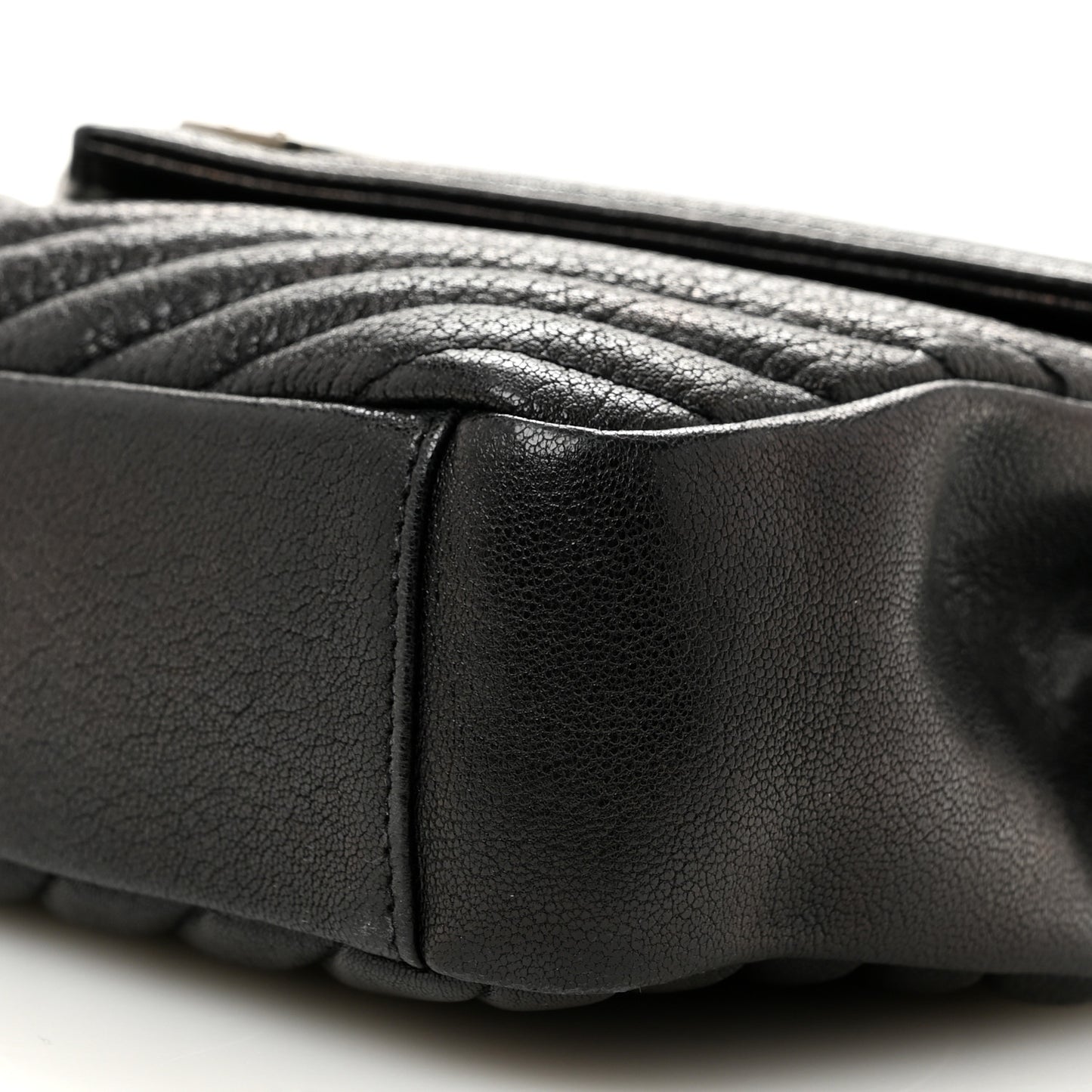 Sheepskin Matelasse Chevron Monogram Medium College Bag Black