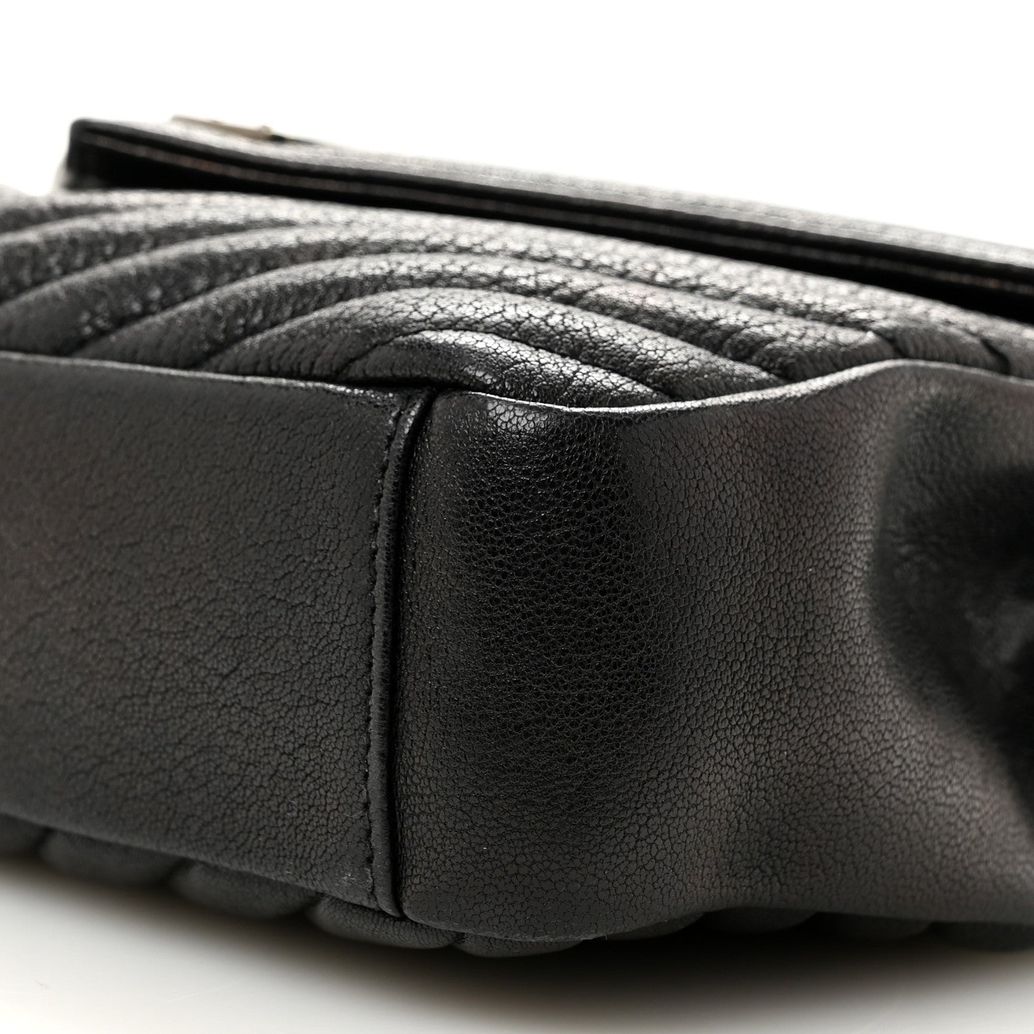 Saint Laurent Sheepskin Matelasse Chevron Monogram Medium College Bag Black 10 of 13