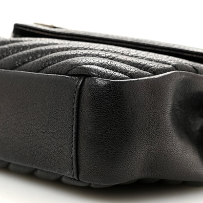 Saint Laurent Sheepskin Matelasse Chevron Monogram Medium College Bag Black 10 of 13