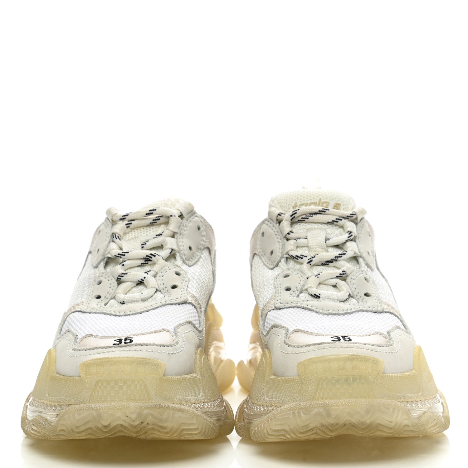 Balenciaga Fabric Mesh Clear Sole Womens Triple S Sneakers 35 White 2 of 12