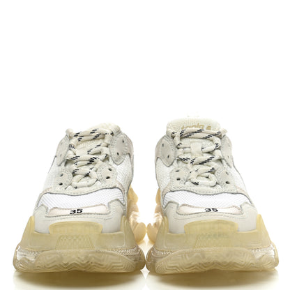Balenciaga Fabric Mesh Clear Sole Womens Triple S Sneakers 35 White 2 of 12