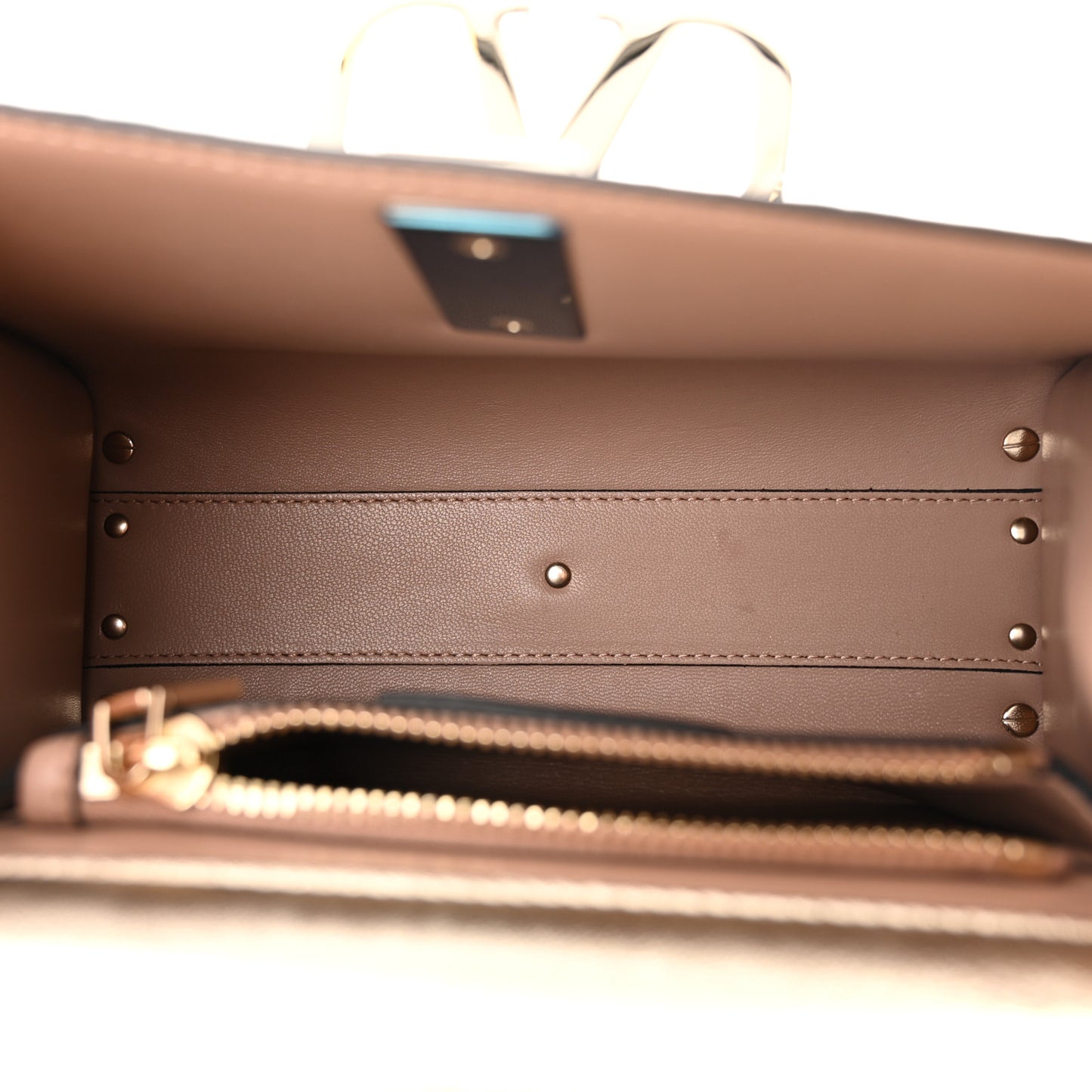 Metallic Calfskin Snake Embossed Mini VSling Top Handle Bag Gold