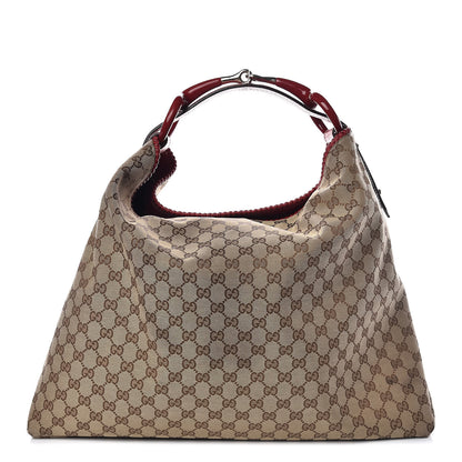 Gucci Monogram Large Horsebit Chain Hobo Red 1 of 10