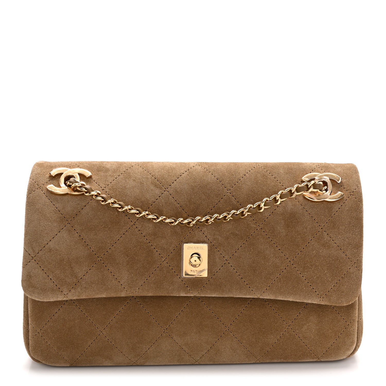 Chanel Suede Calfskin Quilted Eyes On You Flap Dark Beige 1 of 11