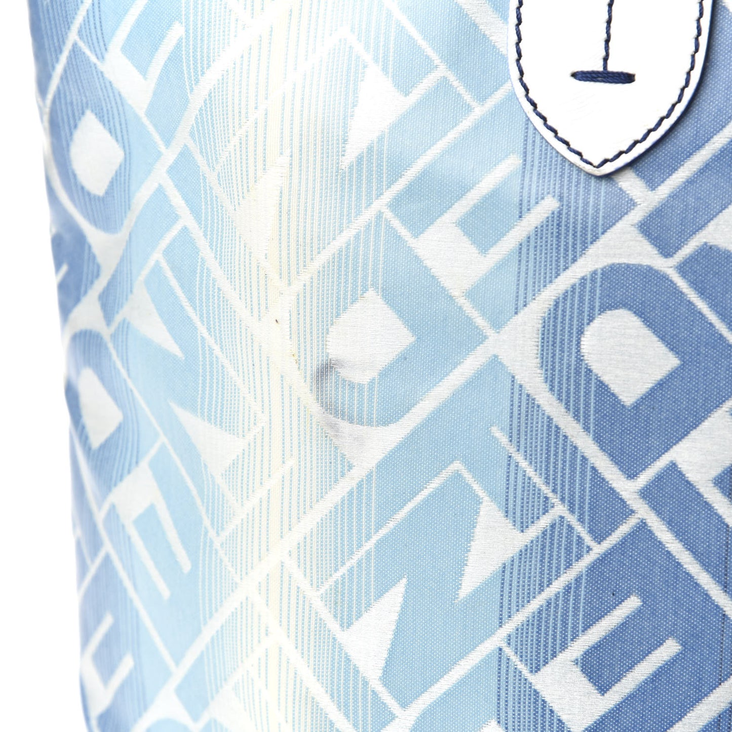 Calfskin Canvas Basket Sea Medium Tote White Blue
