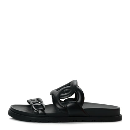 Hermes Nappa Extra Sandals 37 Black 1 of 9
