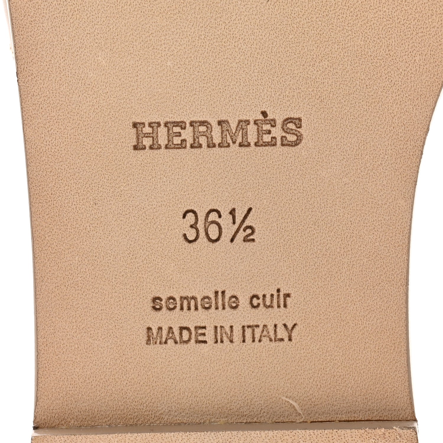 Hermes Box Calfskin Oran Sandals 36.5 Beige Mastic 7 of 9