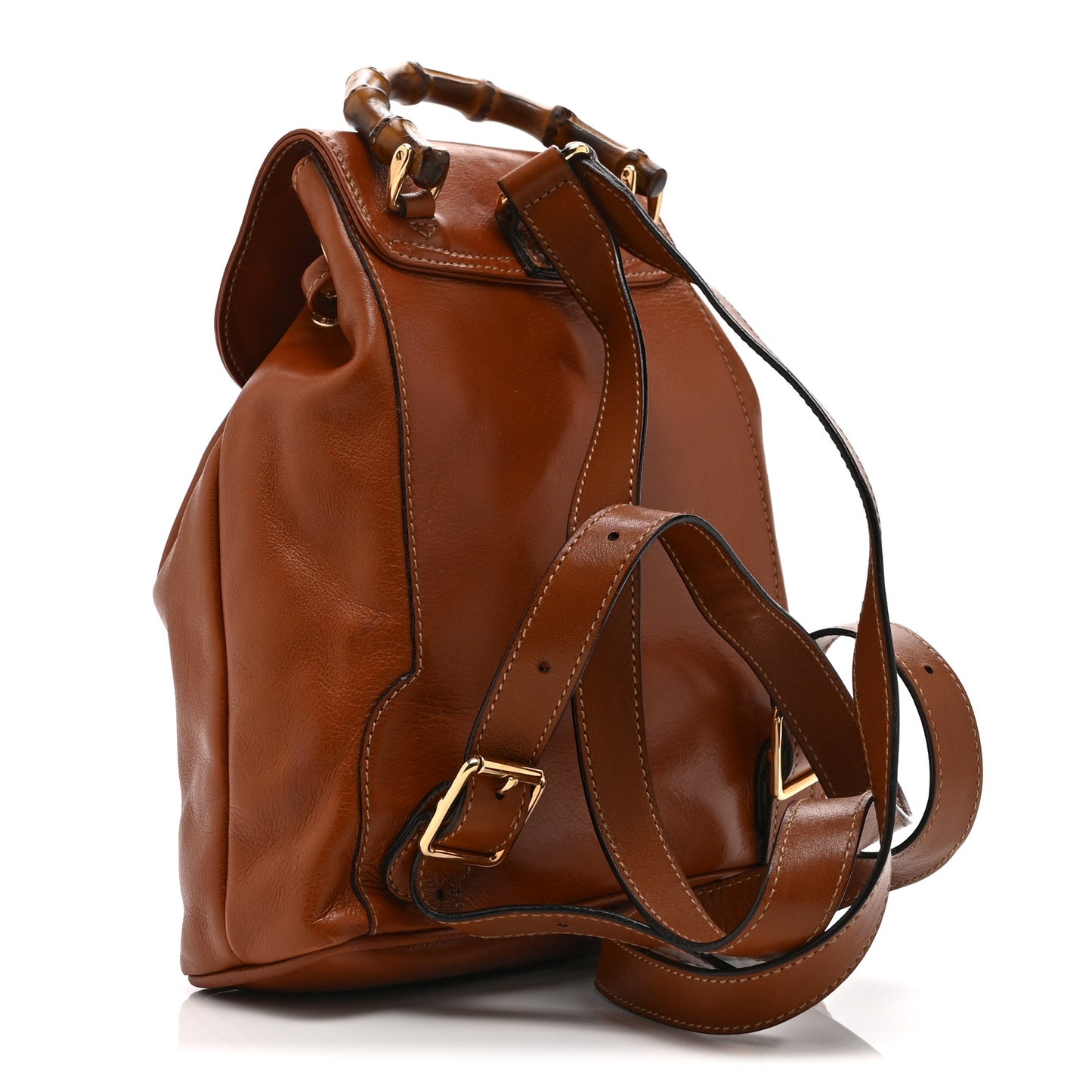 Calfskin Bamboo Mini Backpack Brown