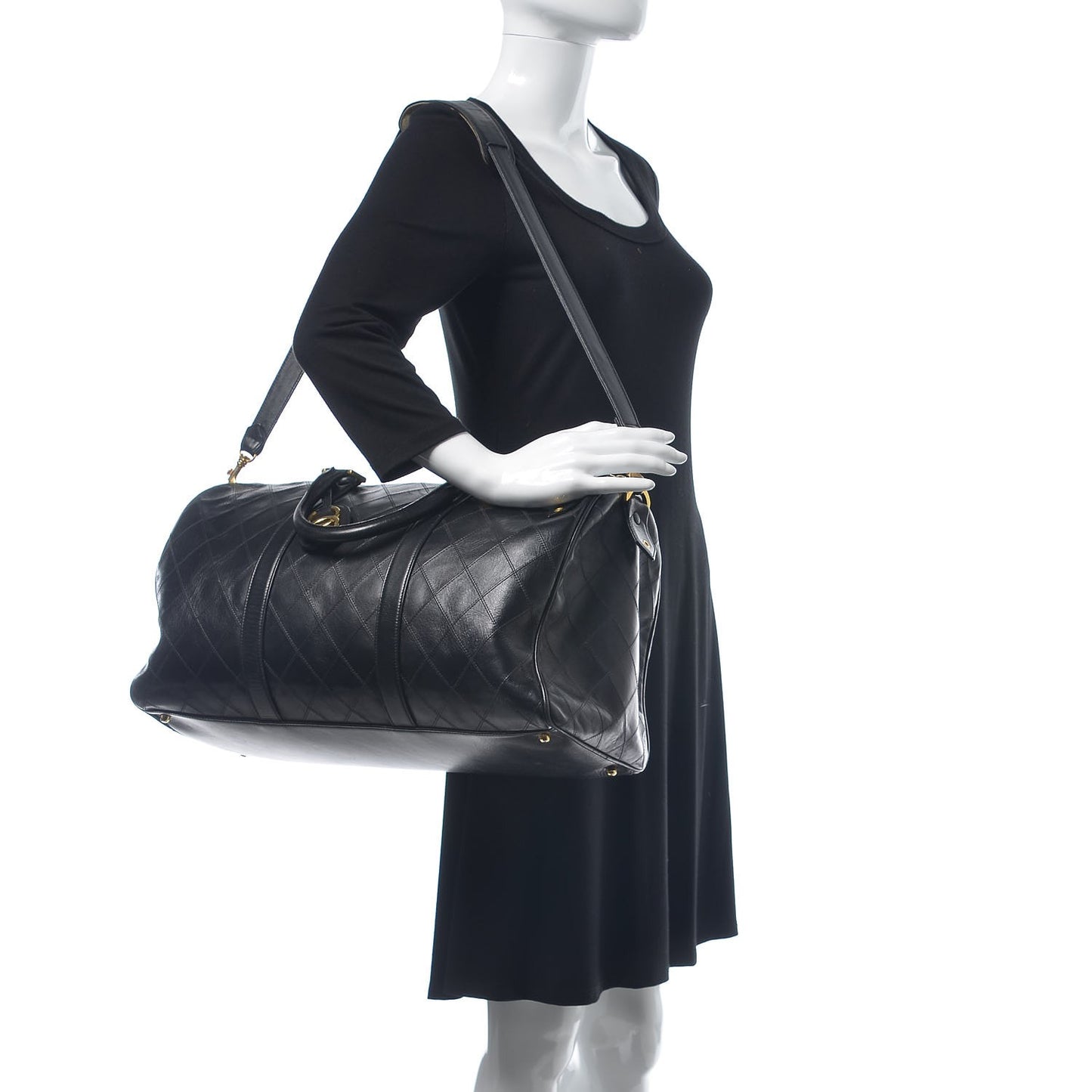 Calfskin Stitched Duffel Bag Black