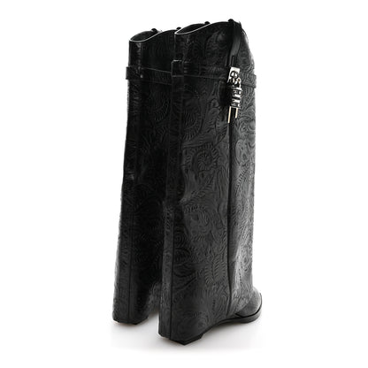 Givenchy Calfskin Embossed Cowboy Shark Lock High Boots  40 Black 4 of 6