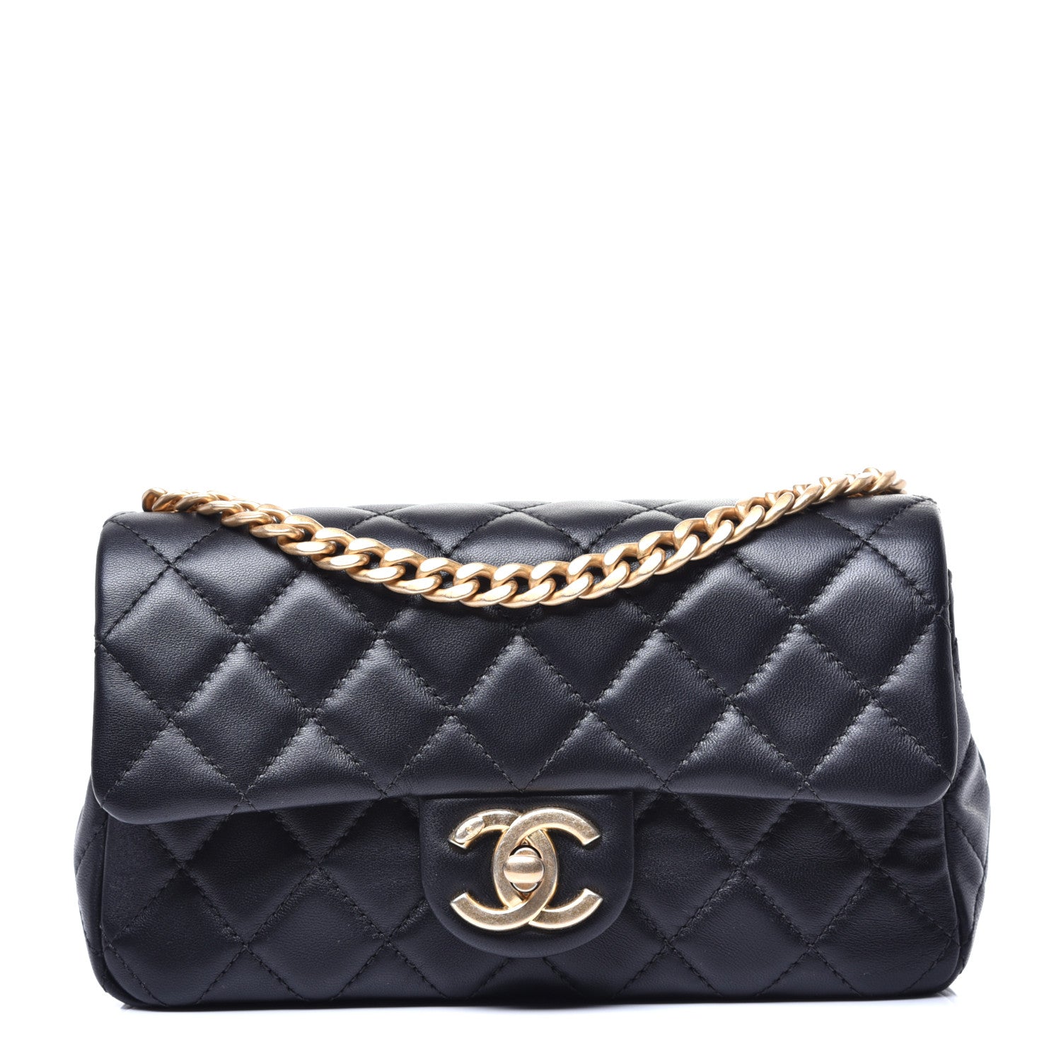 Chanel Lambskin Resin Quilted Mini Rectangular Pearl Samba Flap Black 1 of 10