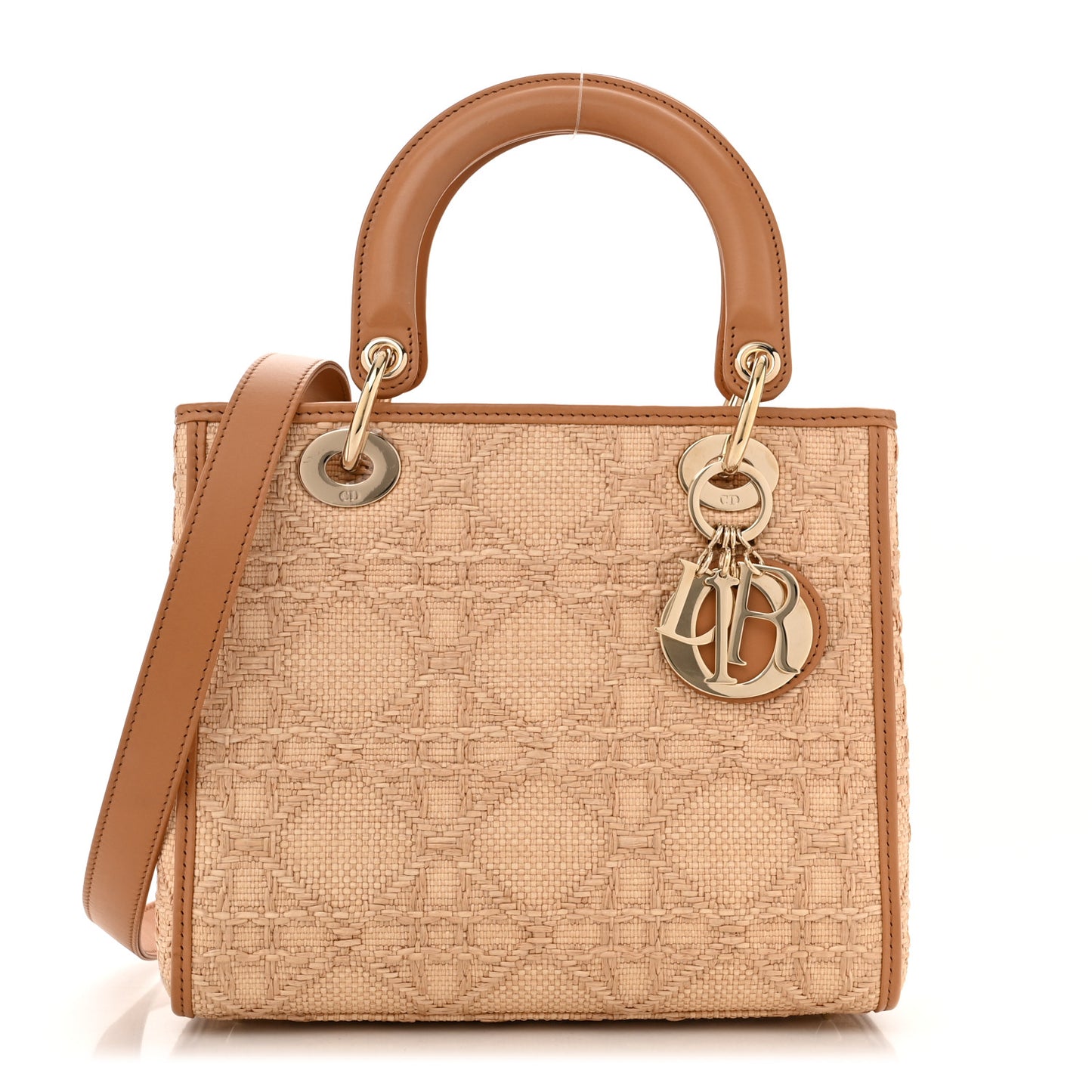 Raffia Medium Lady Dior Bag Beige