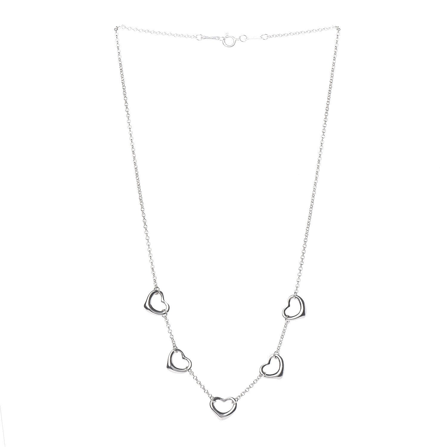 Tiffany Sterling Silver Elsa Peretti 5 Open Hearts Necklace 3 of 7