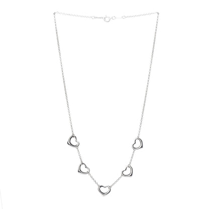 Tiffany Sterling Silver Elsa Peretti 5 Open Hearts Necklace 3 of 7