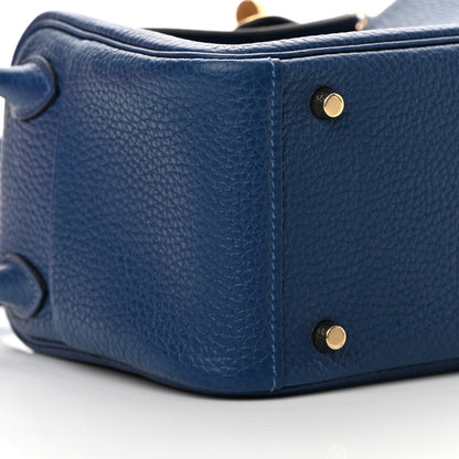Hermes Taurillon Clemence Mini Lindy 20 Deep Bleu 9 of 11