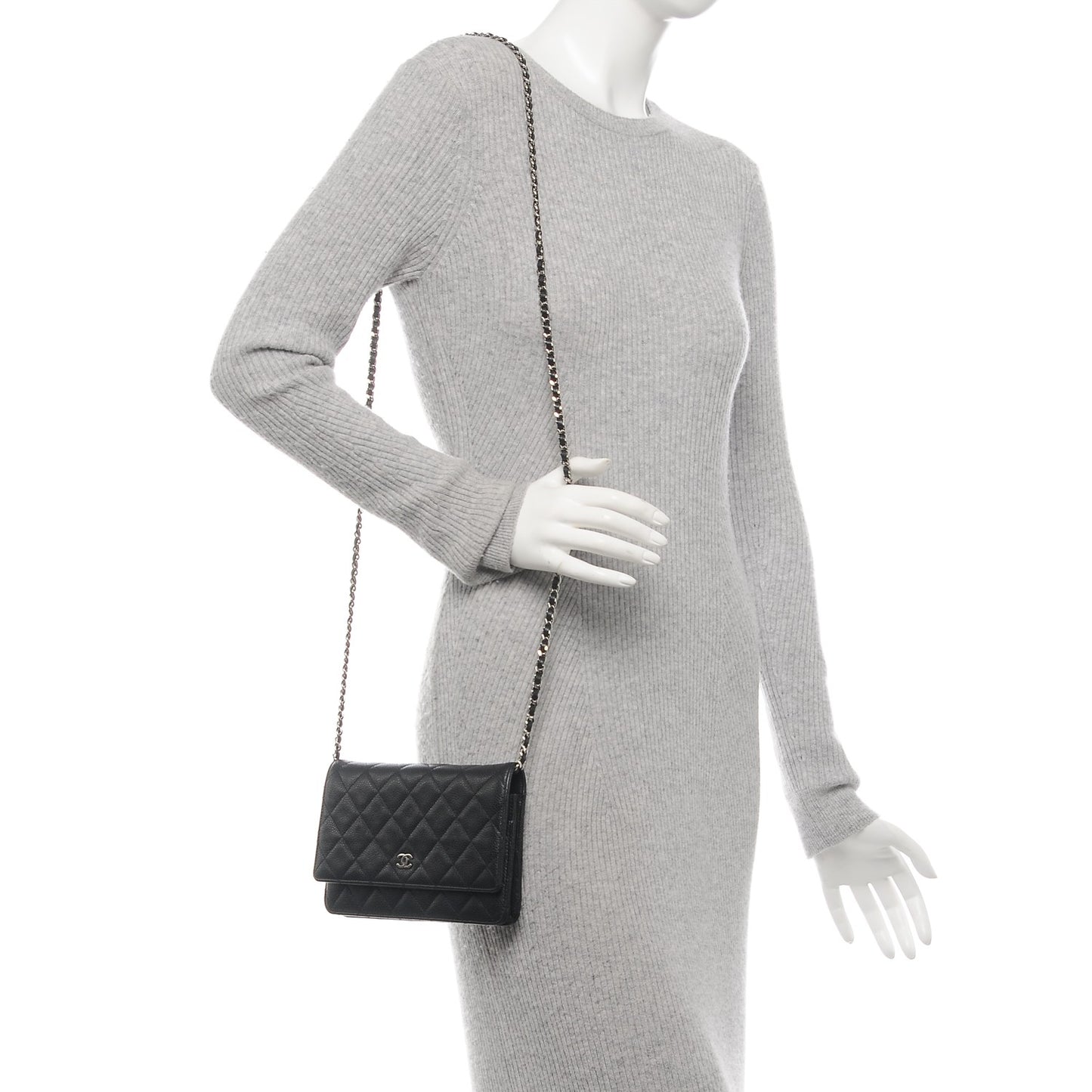 Caviar Quilted Wallet On Chain WOC Black