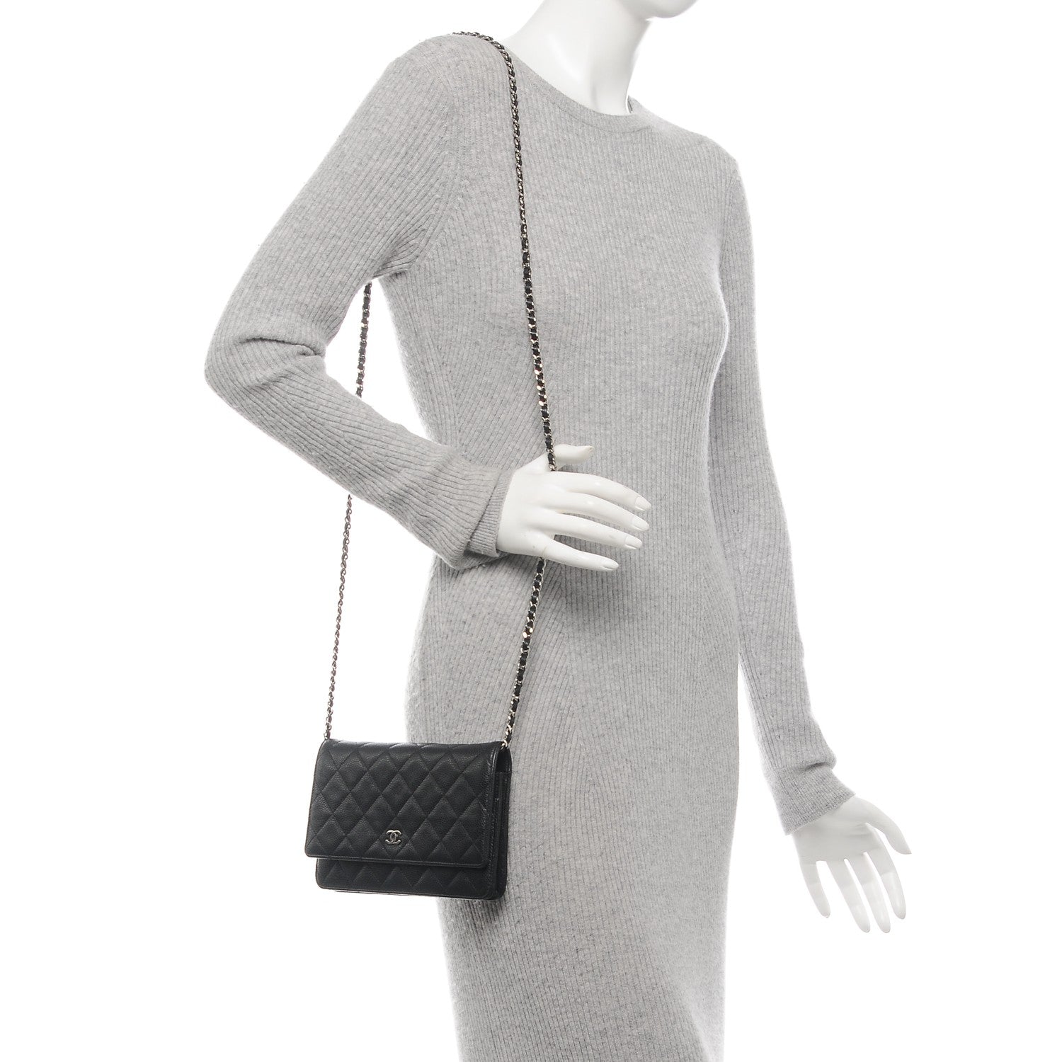 Chanel Caviar Quilted Wallet On Chain WOC Black 2 of 8